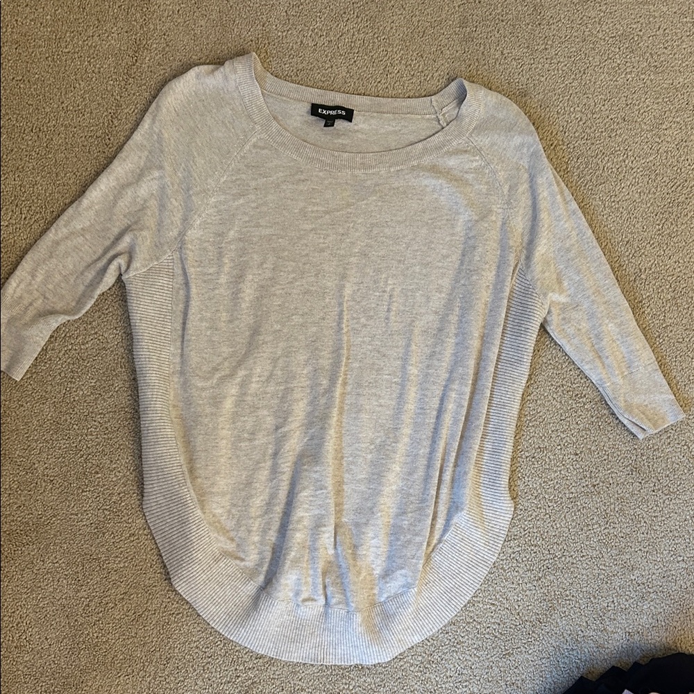 Express Light Greige Long Sleeve Women's Top